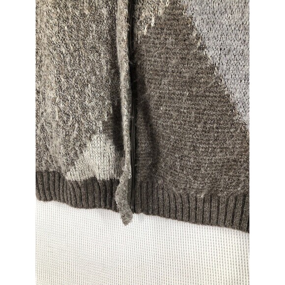 St Michael Vintage Wool Full Zip Knit Lined Cardigan Sweater Jacket Gray Brown - Picture 4 of 11